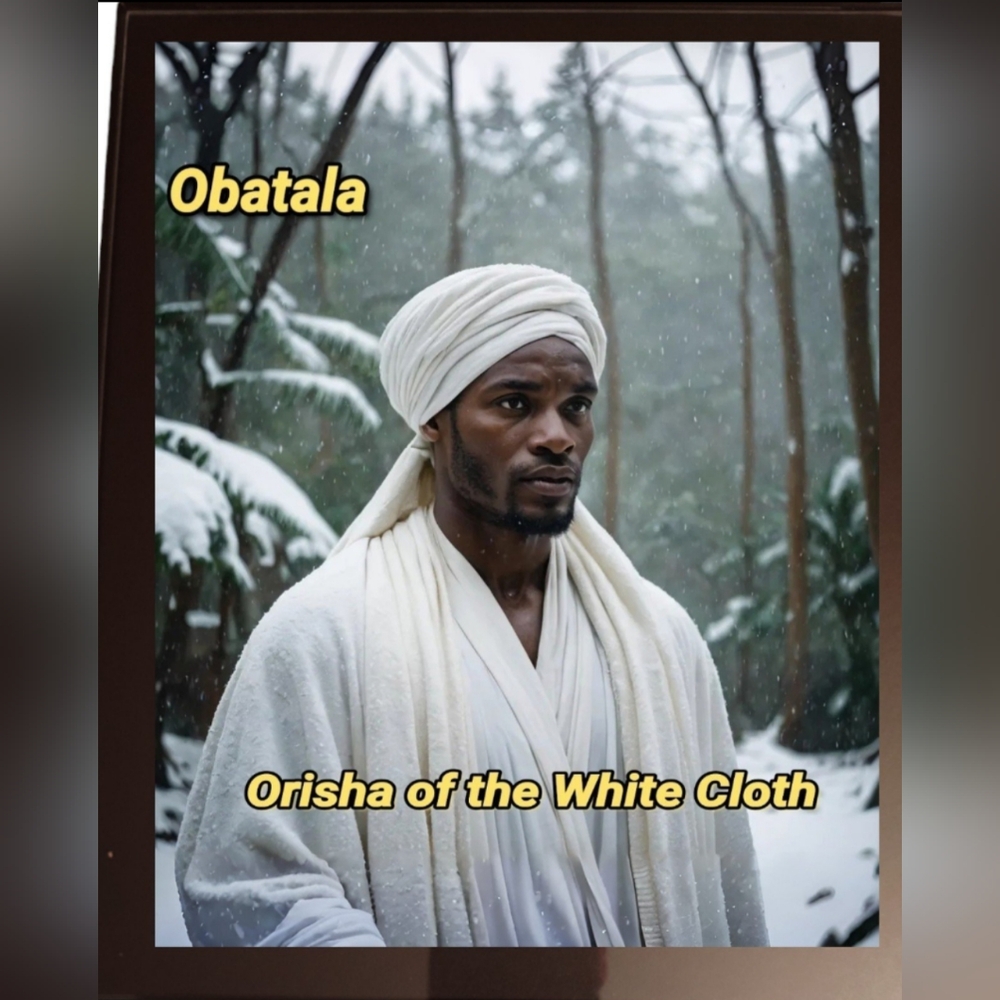 Obatala Orisha of the White Cloth In A Glass Front Frame 8x10 Picture AI wall